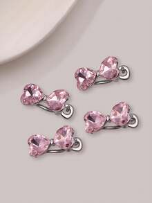 6/4/2pcs 1pc Sweet Pink Rhinestone Heart Bow Hair Clip, Exquisite Small Frontal Bangs Clip, Rhinestone Bow Bangs Hair Clip, Luxury Super Shiny Niche Minimalist Side Clip - Multicolor - View 27
