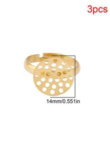 3pcs Stainless Steel Open Ring Base Adjustable Tray Cabochon Settings Blank Bezel Rings Embryos For Jewelry Making Waterproof Accessories - Ring Blank - View 10