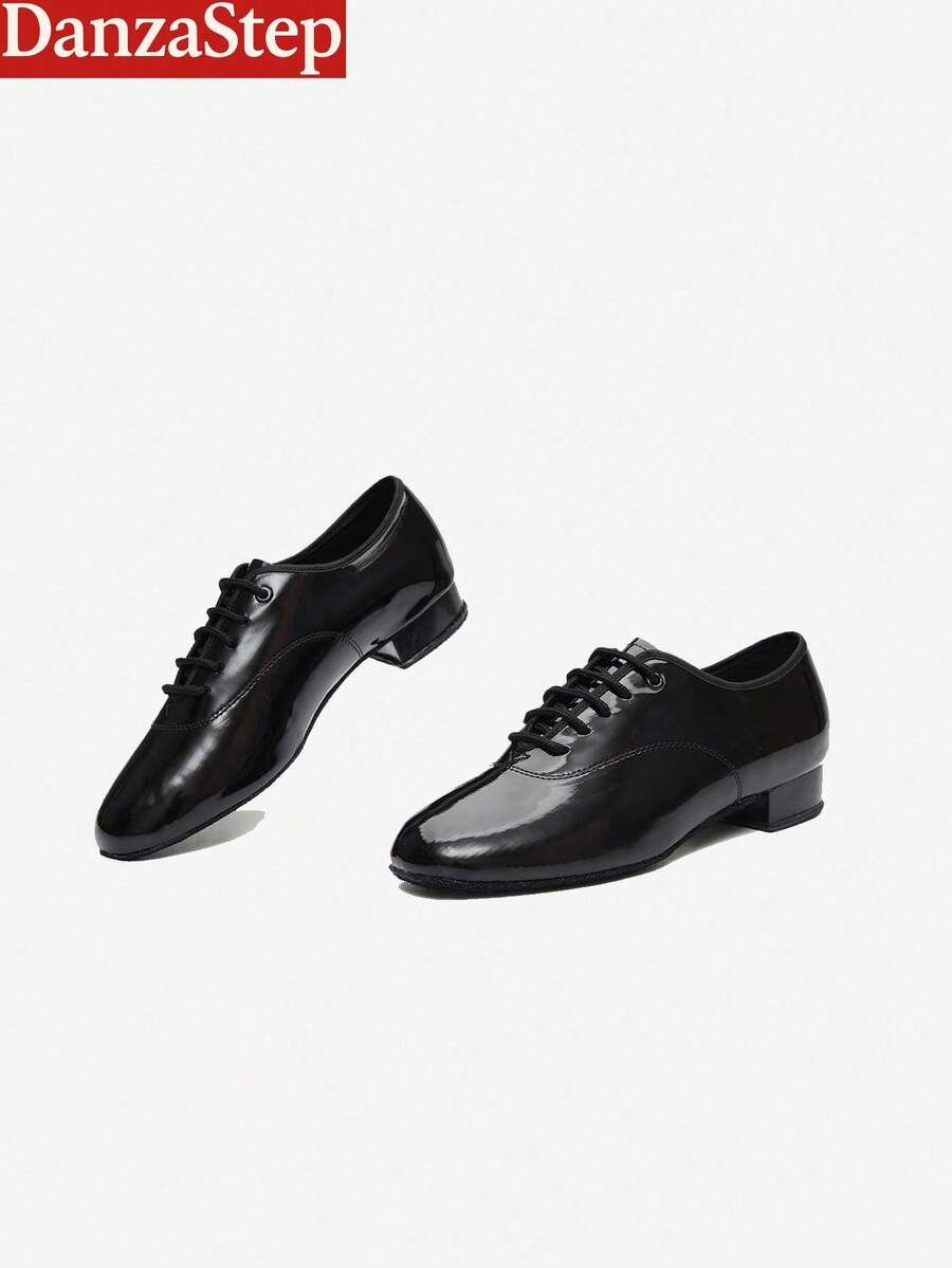 Men's Shiny PU Ballroom Dance Shoes, 1-Inch Heel, Suitable For Waltz, Foxtrot, Tango
