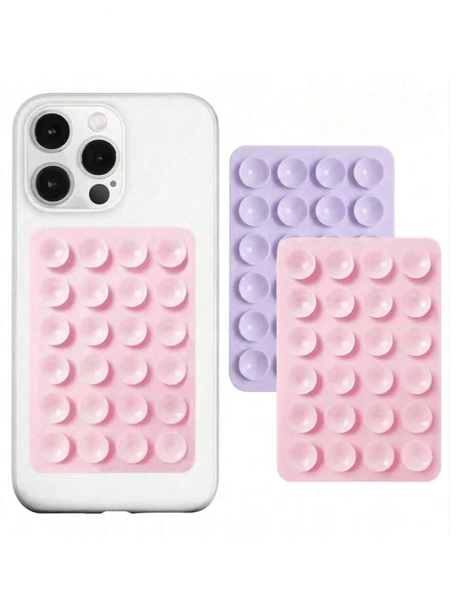 2pcs Silicone Suction Cup Phone Mount Set, Compatible With All Phones: Adhesive Phone Grip For Selfie And Video, Suitable For Shower And Wall Installation, Gift For Friends, Christmas Gift