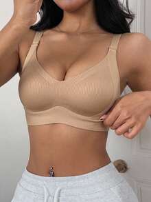 DAZY Women's Seamless Bra - Adjustable Straps, Wireless Support, Suitable For Daily Wear, Ultra-Soft Breathable Fabric, Women's Spring Clothing,Comfortable - Khaki - View 5