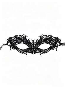 1pc Lace Face Mask, Sexy Black Lace Embroidered Eye Mask, Cosplay Prop Suitable For Halloween Masquerade Ball - Multicolor - View 8
