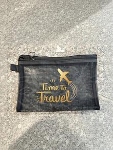 Airplane Theme Mesh File/Passport Organizer Bag & Stationery Storage Pouch, Lightweight And Portable, Suitable For Travel And Vacation, Also Applicable For Daily Storage Of Receipts, Stationery And Other Items - Multicolor - View 14