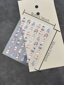 1pc Cute Cartoon Snowman Nail Stickers, Christmas Theme, Shiny Surface, Asymmetrical Shape, Adorable Style, Suitable For Holiday Parties - Multicolor - View 3