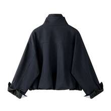 xinmonlee New Style 2 In 1 Colorblock Stand Collar Zip-Up Long Sleeve Jacket, Office Daily Spring Autumn Casual Elegant Vacation - Black - View 2