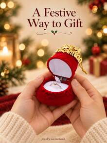 1pc Christmas Flip-Top Ring Box, Festive Santa Claus, Christmas Tree, Snowman & Bell Designs, Small Jewelry Storage Box For Rings, Earrings & Charms, Decorative Jewelry Gift Box For Christmas, Holiday Gifting, Proposals & Special Occasions - Multicolor - View 6