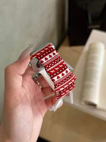 1件紅色聖誕條紋圖案矽膠錶帶，兼容 38mm 40mm 41mm 42mm 44mm 45mm 46mm 49mm，時尚可愛柔軟矽膠錶帶，適用於 Ultra 2 S12 11 10 SE 9 8 7 SE 6 5 4 3 2 1，聖誕新年穿搭配件，舒適替換錶帶 - 彩色 - 查看 5