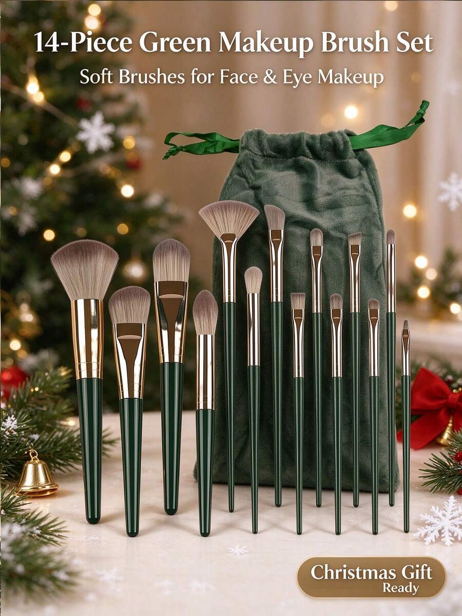 15pcs Portable Makeup Brush Set, Includes 14 High-Quality Synthetic ...