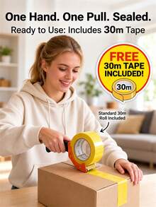 1pc Heavy Duty Tape Dispenser With 30m Tape, One-Handed Operation Carton Sealing Tool And Cutter, Ergonomic Packaging Tape Gun, Suitable For Shipping, Moving, Warehouse, Packaging - Multicolor - View 1