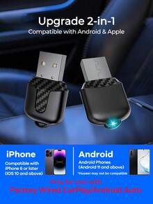 REMAX Mini 2合1無線CarPlay/Android Auto轉接器，輕鬆將有線CarPlay升級為無線，即插即用，自動重新連接，快速穩定，汽車配件，汽車用品，汽車必需品 - M25 - 查看 6