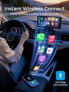 REMAX 10.26 吋 HD 攜帶式車載螢幕，支援無線 CarPlay 與 Android Auto，倒車影像，MP5 播放器，隨插即用，通用螢幕，汽車配件，汽車必備 - 黑色 - 查看 3