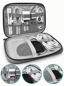 Double Layers Cable Organizer Bag Watch Band Pouch Charger Storage For Business Travel Flight Home Camping Beach Vacation School Essential Accessories - Multicolor - View 11