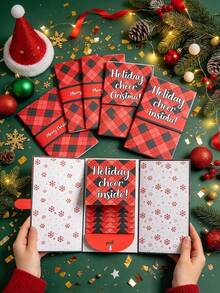 1/2pcs Pull-Out Waterfall Greeting Card Book, Interactive Message Card Set For Birthday Anniversary Holiday Wedding, Creative Handmade Keepsake For Special Occasions, Gift For Her Him, Memory Book Style - Red - View 2