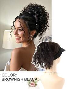 Synthetic Messy Fluffy Curly Bun Hair Extension, Heat-Resistant Fiber Rubber Band Ponytail Hairpiece, Suitable For Daily Wear, Add Volume Hair Accessory - Multicolor - View 10
