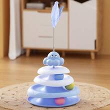 Octopus Cat Rotating Toy With Cat Teaser Wand, Self-Entertainment Cat Toy, Rotating Ball Teaser Wand, Artificial Feather Kitten Pet Puzzle Toy, Interactive Rotating Toy For Cats, Random Ball Color, Cat Sound Toy - View 13