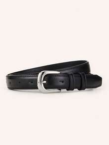 1/2pcs Women's Beveled Silver Buckle Solid Color Minimalist Casual Versatile Decorative Belt, Suitable For Daily Use - Multi-color Silver Buckle - View 9