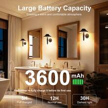 LED Wall Light With Touch And Remote Control, Wireless Charging, Timer And 3 Color Modes, 3600mAh Battery Powered, Adjustable Color Temperature, Brightness And Lamp Head Direction, Suitable For Bedroom/Living Room/Room/Hallway - Multicolor - View 11