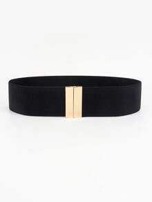 1pc Women Symmetrical Buckle Wide Belt Summer, School Fall, Autumn, Halloween - Black - View 6