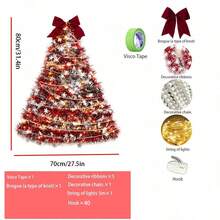 1 cây đèn trang trí cây thông Noel treo tường DIY di động, phù hợp cho nhà ở, cửa hàng và trang trí Giáng sinh, quà Giáng sinh cho bé trai và bé gái, dùng pin AA (không kèm pin) - Trắng ấm - Xem 12
