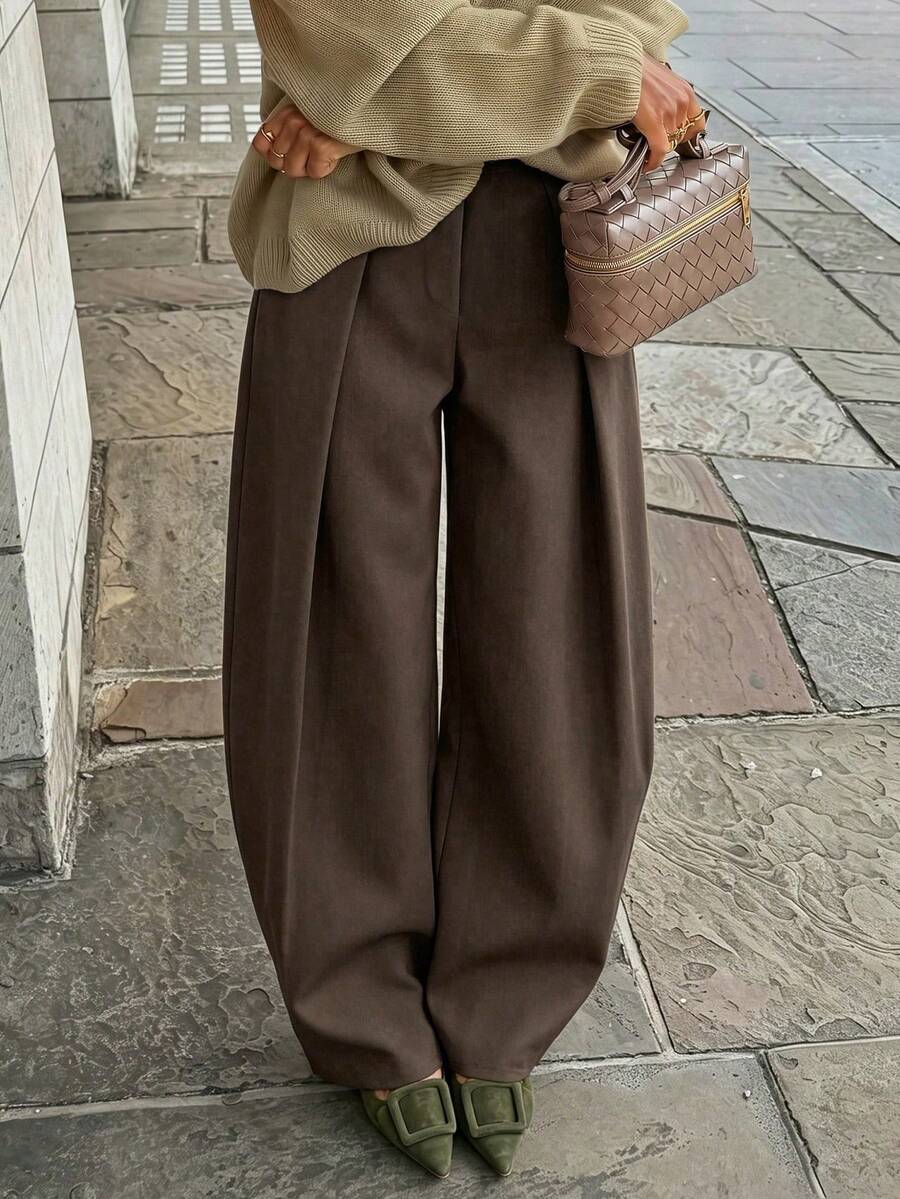 2026秋冬休閒寬鬆西裝長褲，都市風女款時尚百搭長褲，適合辦公室、約會、通勤