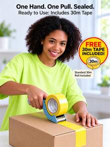 1pc Packing Tape Dispenser With 30m Tape, Carton Sealing Tape Dispenser, Portable Packing Tool, Suitable For Home, Warehouse, Moving, Shipping, Packaging, Office, E-Commerce, Parcel Packing, Tape Cutting And Sealing - Multicolor - View 2