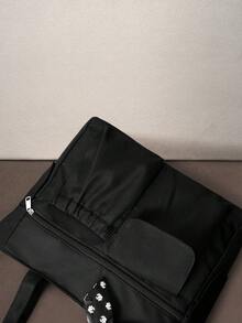 Hatastic Large Capacity Solid Color Tote Bag With Multiple Pockets, Simple And Lightweight Suitable For Carrying Laptops, Tote Bags - Black - View 4