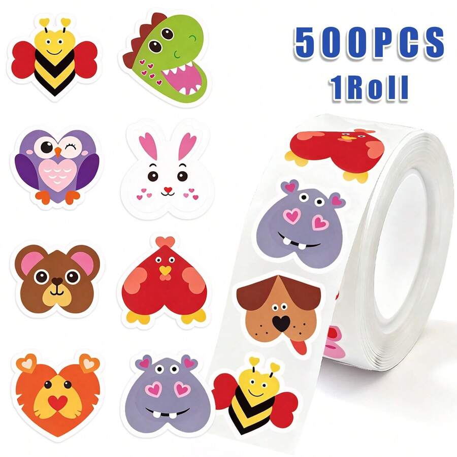 500pcs/Roll Animal Shaped Stickers Jungle Animal Stickers Forest Animal ...