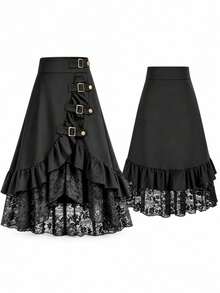 Plus Size Slimming Black Bodycon Skirt For Women - الأسود - مشاهدة 1