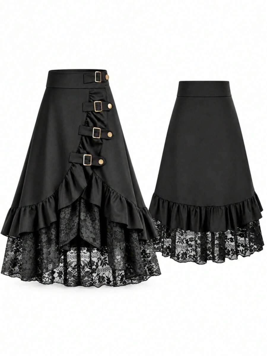 Plus Size Slimming Black Bodycon Skirt For Women - الأسود - مشاهدة 1