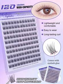 120 Clusters Self-Adhesive Fish Tail Natural Faux Eyelashes, Dense 12mm ...