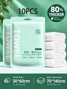 1/10pcs Set Disposable Bath Towel & Towel Set For For Camping, Gym, Hotel, Travel Essentials, Bathroom Supplies - Multicolor - View 6