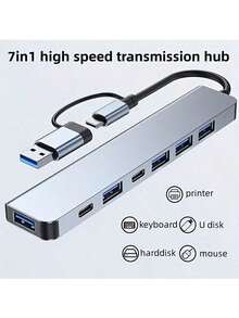 Multi-Function Type-C Docking Station With Integrated USB 3.0, RJ45 Ethernet Port, Card Reader And 87W PD Fast Charging, Supports 5Gbps High-Speed File Transfer, Compact And Portable Design, Compatible With Type-C Interface Laptops - View 5