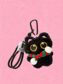 Popjeli 1pc Cute Strawberry Black Cat Plush Pendant Keychain Doll Backpack Charm Gifts For Mother, Father, Graduation, And Teacher - Black - View 18