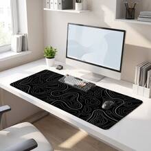 1pc XXL Topographic Map Pattern Mouse Pad - Extra Large Extended Desk Mat, Suitable For Gaming, Black & White Minimalist Keyboard Pad, Suitable For Office And Home - View 8
