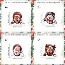 1/4pcs Christmas Probe Cartoon Toilet Stickers, With Designs Of Santa Claus And Reindeer, Waterproof Removable Bathroom Vinyl Stickers, Suitable For Bathroom Decoration During Winter Festivals And Home Parties. - Multicolor - View 2
