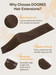 DOORES 4PCS Clip In Hair Extensions Straight 100% Real Human Hair Virgin Human Hair Extensions Double Weft Clip Ins Invisible & Soft Mini Hair Pieces For Woman And Girl To 3-Minute Quick Wear - S4A - View 5