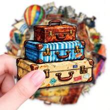 56pcs Retro Outdoor Theme Creative Graffiti Sticker Set, Suitable For Laptops, Laptop And Phone Cases, Suitcases, Helmets, Guitars, Water Cups, Phone Cases, Handbooks, Electric Bike Decoration, Office And Study - one-size - View 4