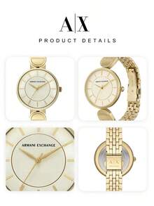 Armani Exchange Women's Gold Quartz Watch | AX5385 Fashion Stainless Steel Band | Minimalist White Dial Three-Hand Women's Watch | Elegant Versatile Gift For Girlfriend - 61091612 - View 6