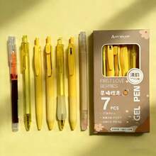 7pcs/Box Highly Attractive Retractable Pens, Same-Color 0.5mm Quick-Dry Neutral Ink, Smooth Quick-Dry Ink, No Smudging, Classic Solid Color Barrel, Comfortable Grip, Suitable For Writing, Journaling, Office, Note-Taking, Back To School Gift, Office Supplies - Multi-color - View 8