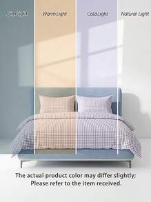 Veyra Day 3pcs Light Blue Gingham Duvet Cover Set, Soft Polyester Plaid Bedding Set, Light Blue & White Checkered Comforter Cover With 2 Shams (No Insert) - Sea salt lange - View 10