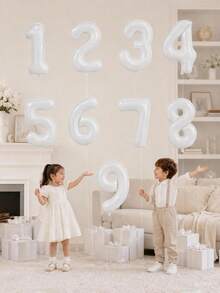 POKOJA LAND 32-Inch Large White Numbered Aluminium Foil Balloon, Birthday Celebration Party Decorations, Festival Dressing Props - multicolor - View 1