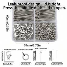 50pcs Lobster Clasp + 200pcs Closed Jump Rings + 50pcs 9-Pin + 50pcs T-Pin DIY Jewelry Making Tools Set, Clasp, Closed Jump Rings, Lobster Clasp, Seed Bead Clasp, Jewelry Accessories Material Kit - Box - View 2