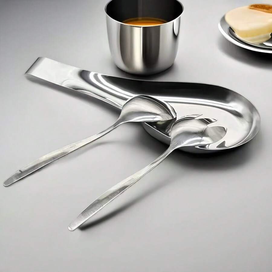 Stainless Steel Spoon Rest Fish Tail Rest Plate Kitchen Soup Ladle Holder Stir-Fry Spatula Hot Pot Buffet Spoon Storage Spoon - Natural Color - View 1