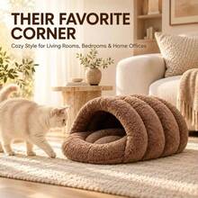 Comfortable Plush Pet Bed, Semi-Enclosed Cave Bed Suitable For Cats And Small Dogs - Multicolor - View 9