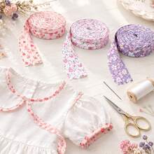 2.73 Yards Bias Binding Tape, Multi-Color Pattern, Patchwork Iron-Free Woven Ribbon Trim, Printed Fabric Material - One Size Fits All - View 2