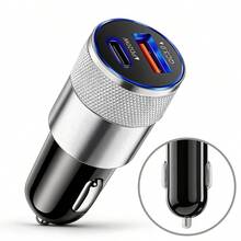 1pc USB PD Type-C Car Charger Adapter, Luxury Style, Suitable As Holiday/Birthday Gift - A - View 3