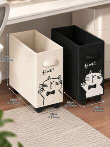 桌下滾輪收納籃附蓋、掛桿與輪子，輕量可折疊便攜省空間可愛貓咪圖案工作站移動推車，聖誕禮物，適合其他特殊場合，適用於家人朋友成人，辦公室宿舍居家必需品 - 彩色 - 查看 15