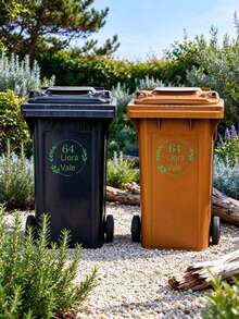 Custom Trash Can Stickers, Personalized Door Number And Address Vinyl Decals, Floral Trash Can Number Labels, Outdoor Trash Can Decoration, Home Trash Can Custom Address Stickers, Suitable For Garden, Driveway, House Exterior, Personalized Housewarming Gift - Multicolor - View 6