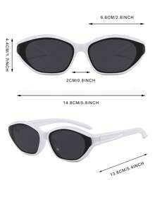 1 Pair Men's Polygon American Y2K Cyberpunk Techwear West Coast Fashion Glasses - White - View 5