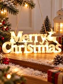 1pc Christmas Decorative Hanging Light, Merry Christmas Letter Light, LED Christmas Tree Pendant White Shell Hanging Light, Suitable For Christmas Decoration, Home Decor, Christmas Tree Decoration, Door Hanging Light, Tree Hanging Light, Surprise Holiday Gift For Family, Friends, Relatives And Loved Ones - Warm White - View 5